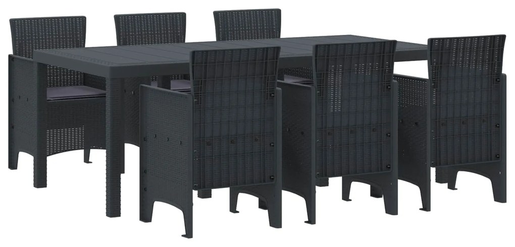 vidaXL Conjunto de Jantar para Jardim 7 pcs Antracite Polipropileno