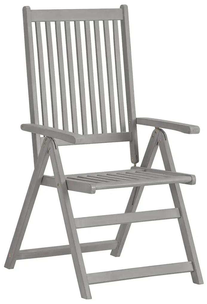 Cadeiras jardim reclináveis 2 pcs madeira acácia maciça cinza