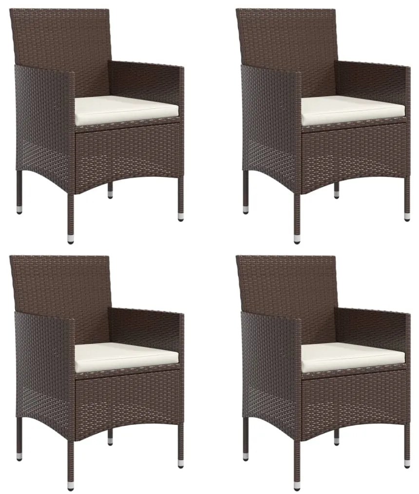 5 pcs conjunto de jantar p/ jardim c/ almofadões castanho/preto