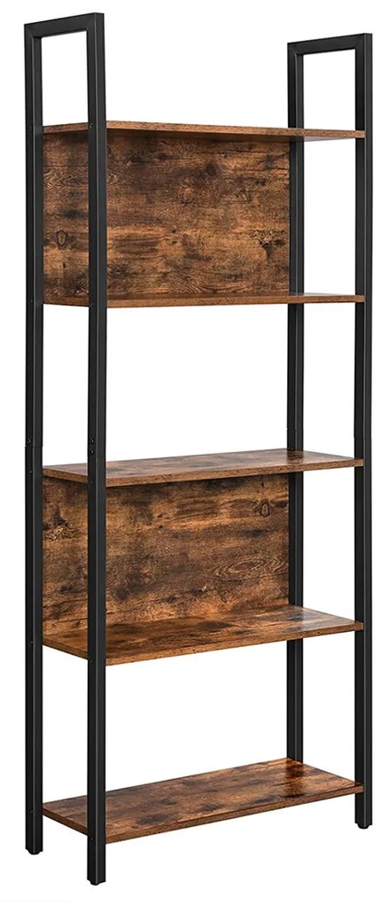 Estante sala, escritorio de 5 prateleiras 62 x 24 x 165 cm Castanho Vintage-preto