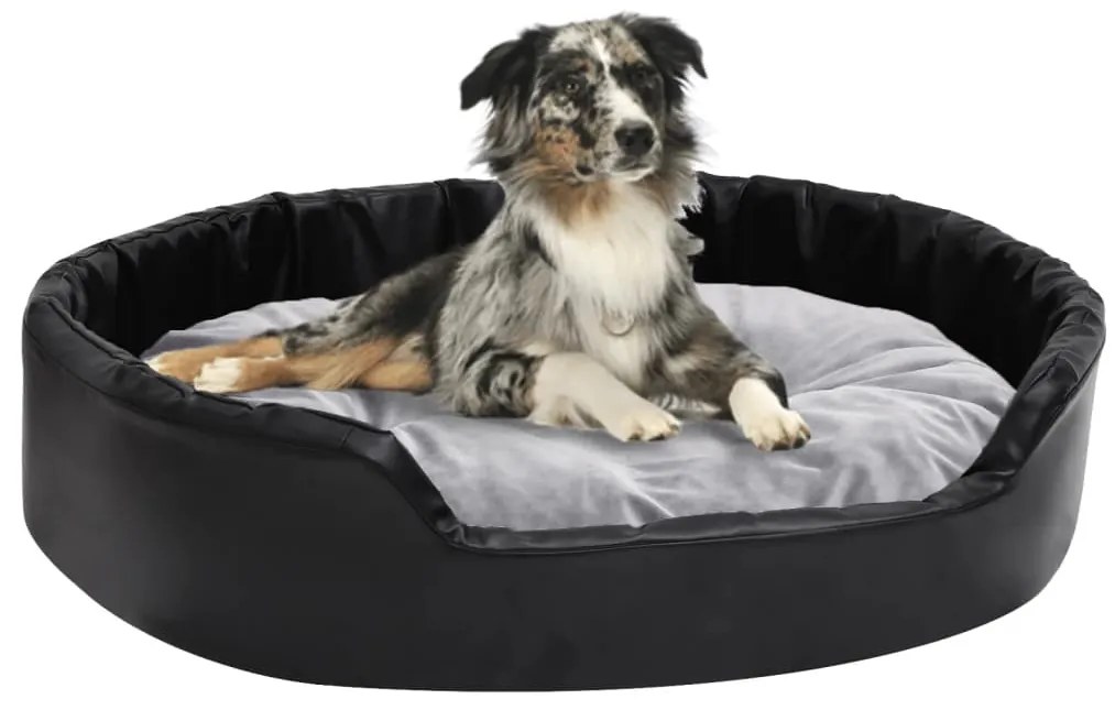 vidaXL Ninho p/ cães 90x79x20 cm pelúcia/couro artificial preto/cinza