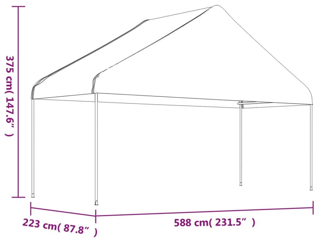 Gazebo com telhado 20,07x5,88x3,75 m polietileno branco