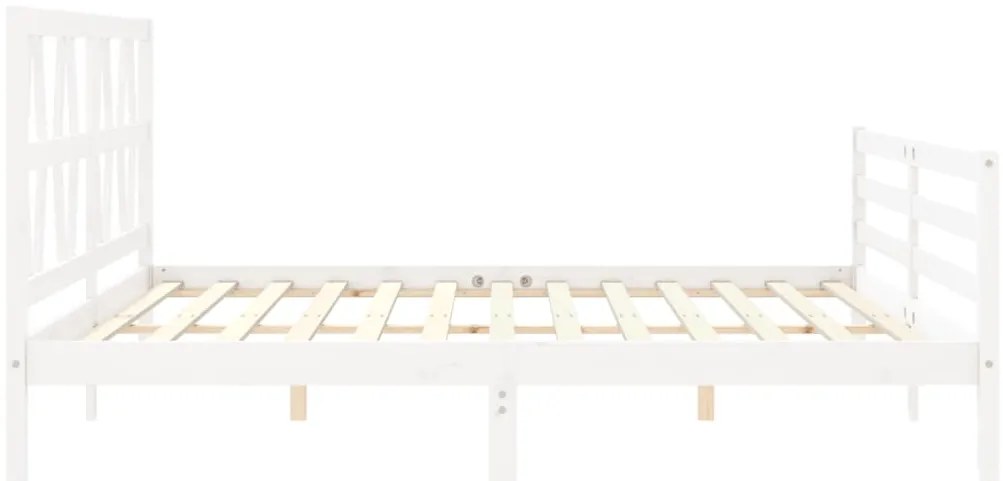Estrutura de cama com cabeceira 200x200cm madeira maciça branco