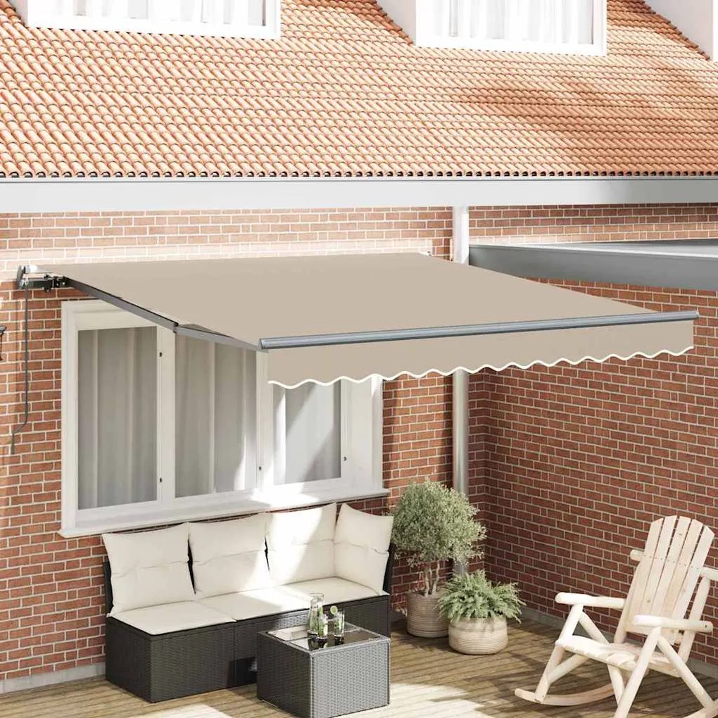 vidaXL Toldo Retrátil Manual Bege 350 x 250 cm Poliéster