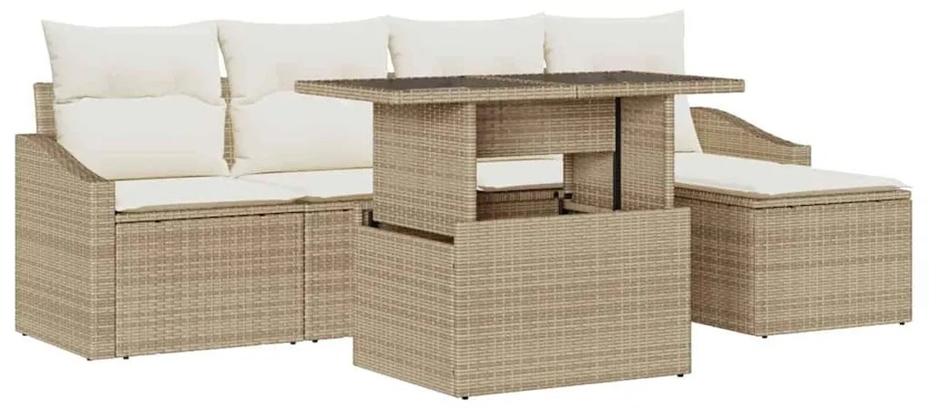 Conjunto de Sofás de Jardim com 6 Peças e Almofadas Bege em Rattan Sin
