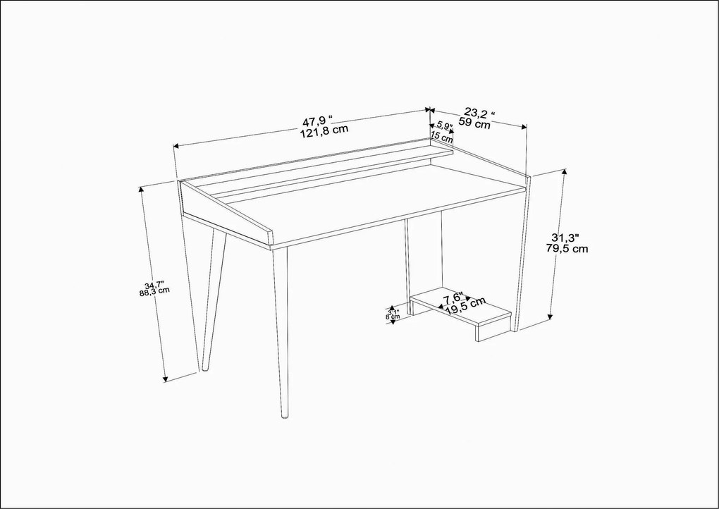 Secretária Vanessa – Branco – 121,8 cm x 59 cm x 88,3 cm
