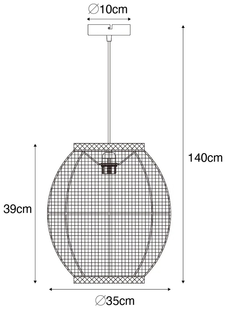 Candeeiro de suspensão oriental preto 35 cm - Rob Oriental