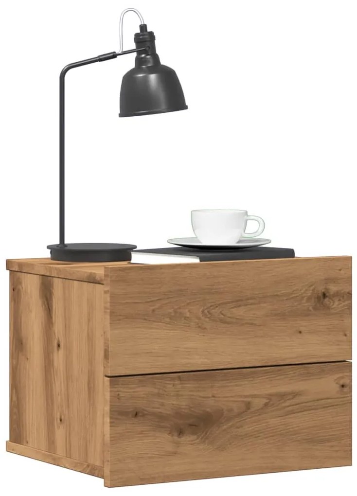 vidaXL Mesa de cabeceira de parede 40x32x30 cm cor carvalho artisiano