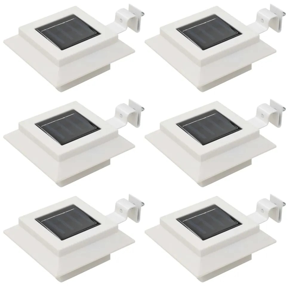 44469 vidaXL Candeeiro de exterior solar LED 6 pcs branco quadrado 12 cm