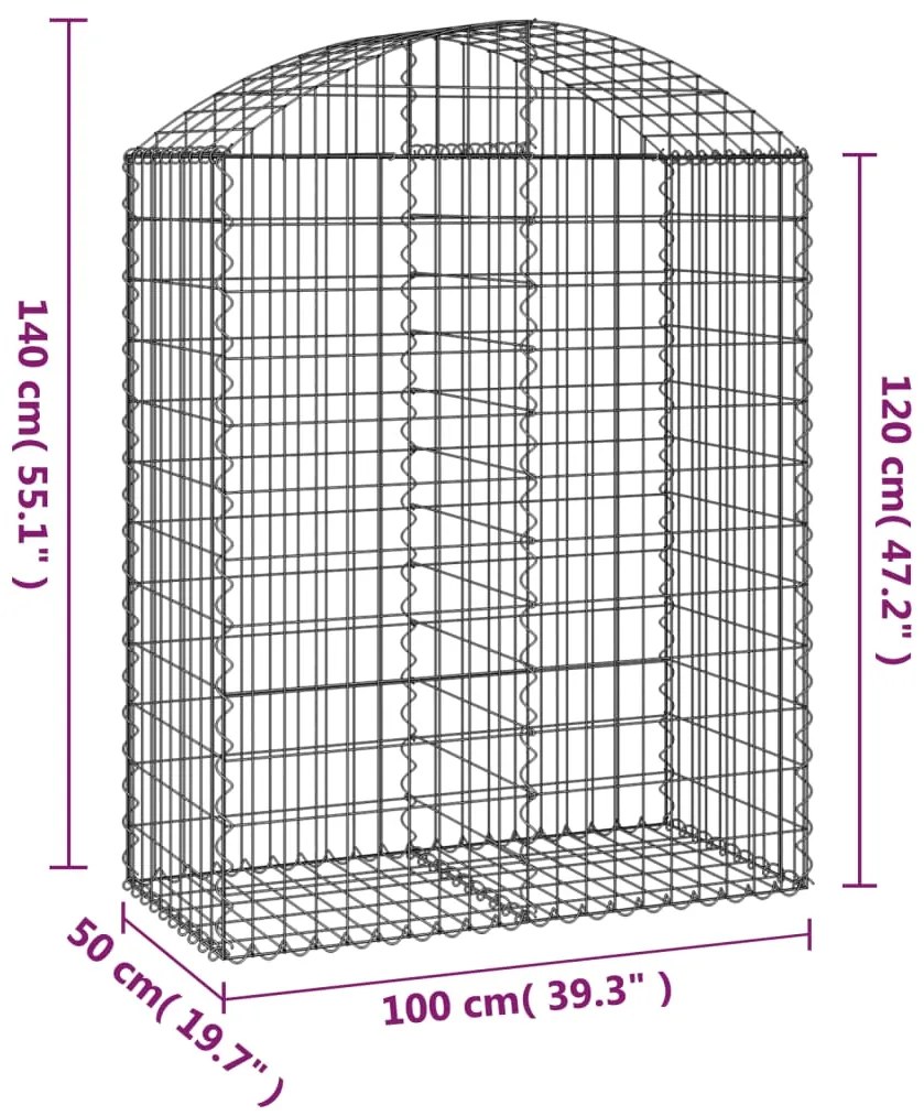 Cesto gabião arqueado 100x50x120/140 cm ferro galvanizado