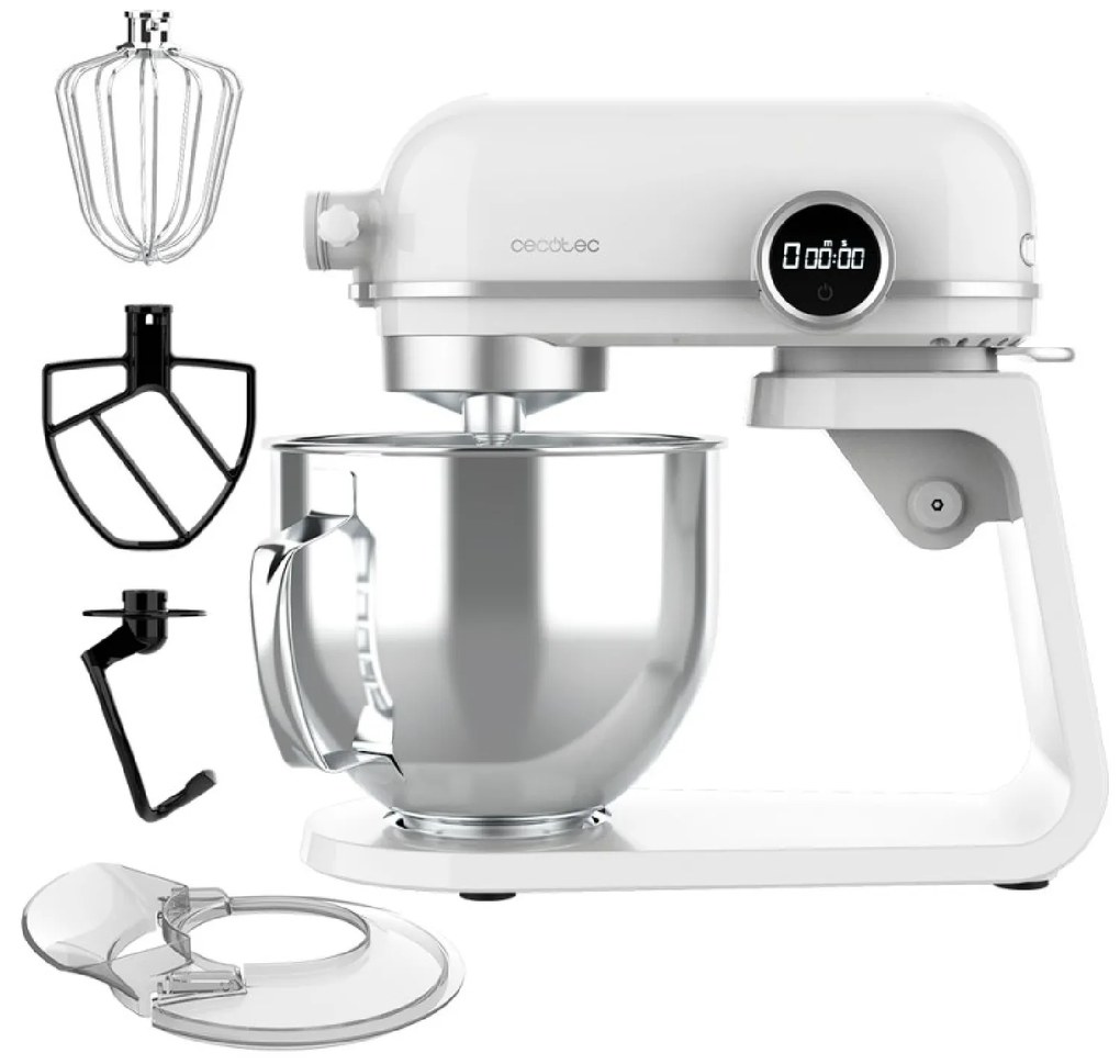 Batedeira amassadora Twist&Fusion 4500 Luxury Branca 800 W, seletor digital com 8 velocidades e taça em aço inoxidável de 5,2 L