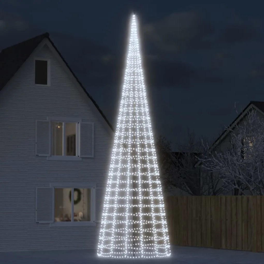Árvore de Natal LED no mastro 3000 LEDs Branco Frio 800 cm