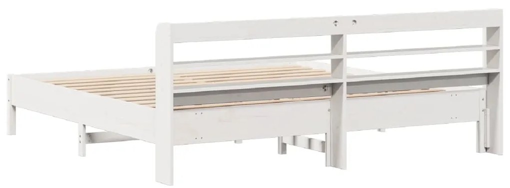 Cama sem colchão 200x200 cm madeira de pinho maciça branco