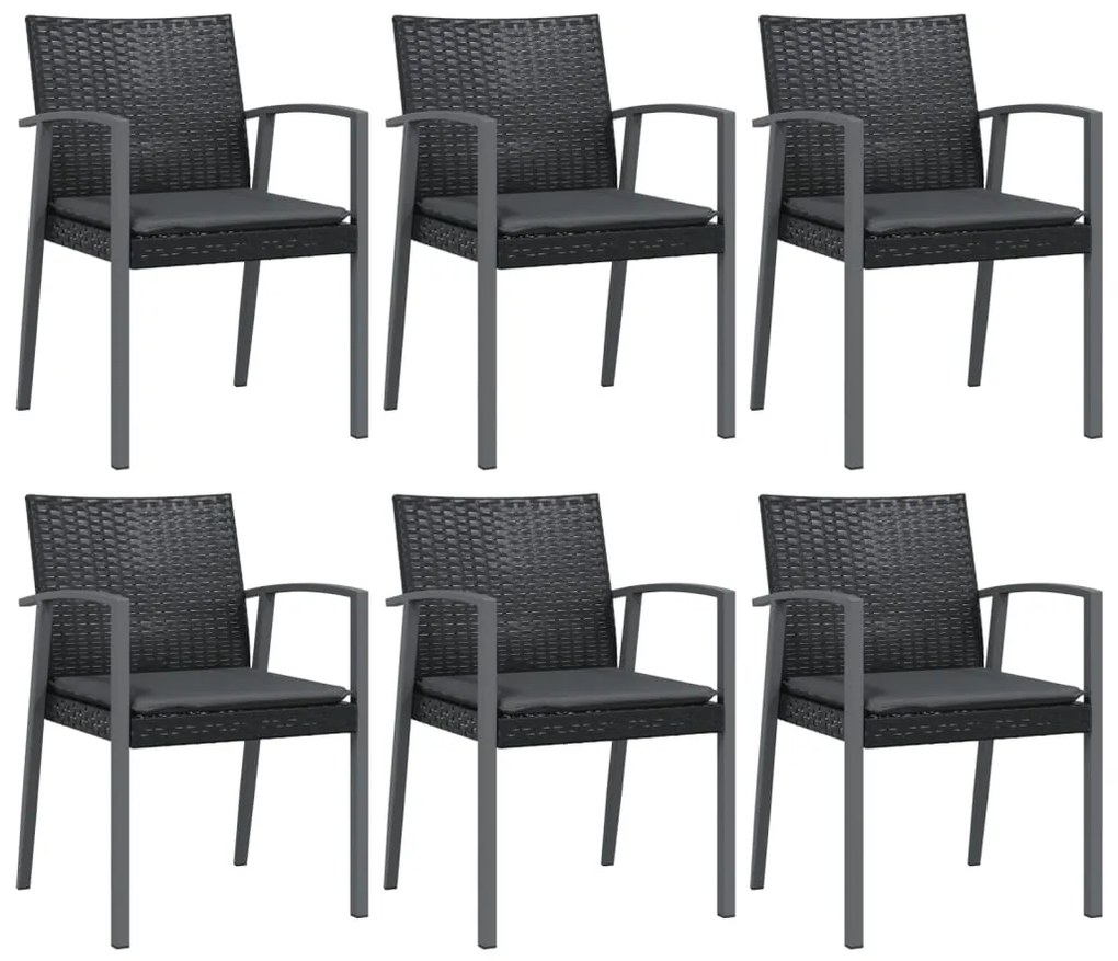 7 pcs conjunto de jantar p/ jardim c/ almofadões vime PE e aço