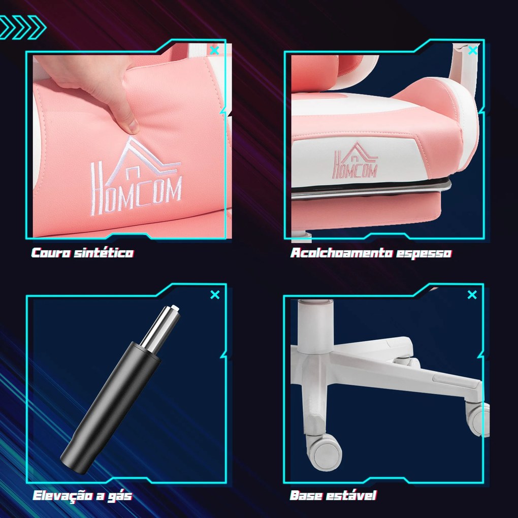 Cadeira Gaming com Orelhas Cadeira Gamer Reclinável com Altura Ajustáv