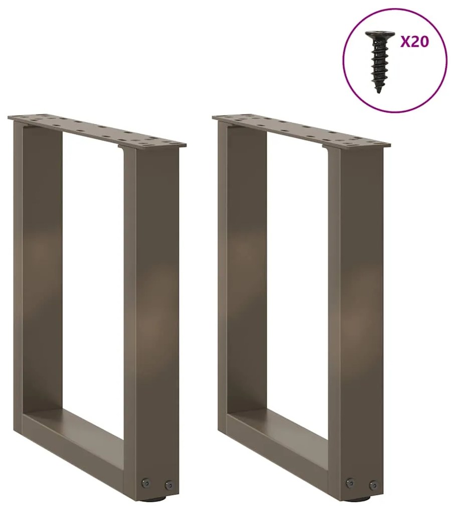 Pés para mesa de centro em formato de U, 2 peças, aço natural, 38 x (4