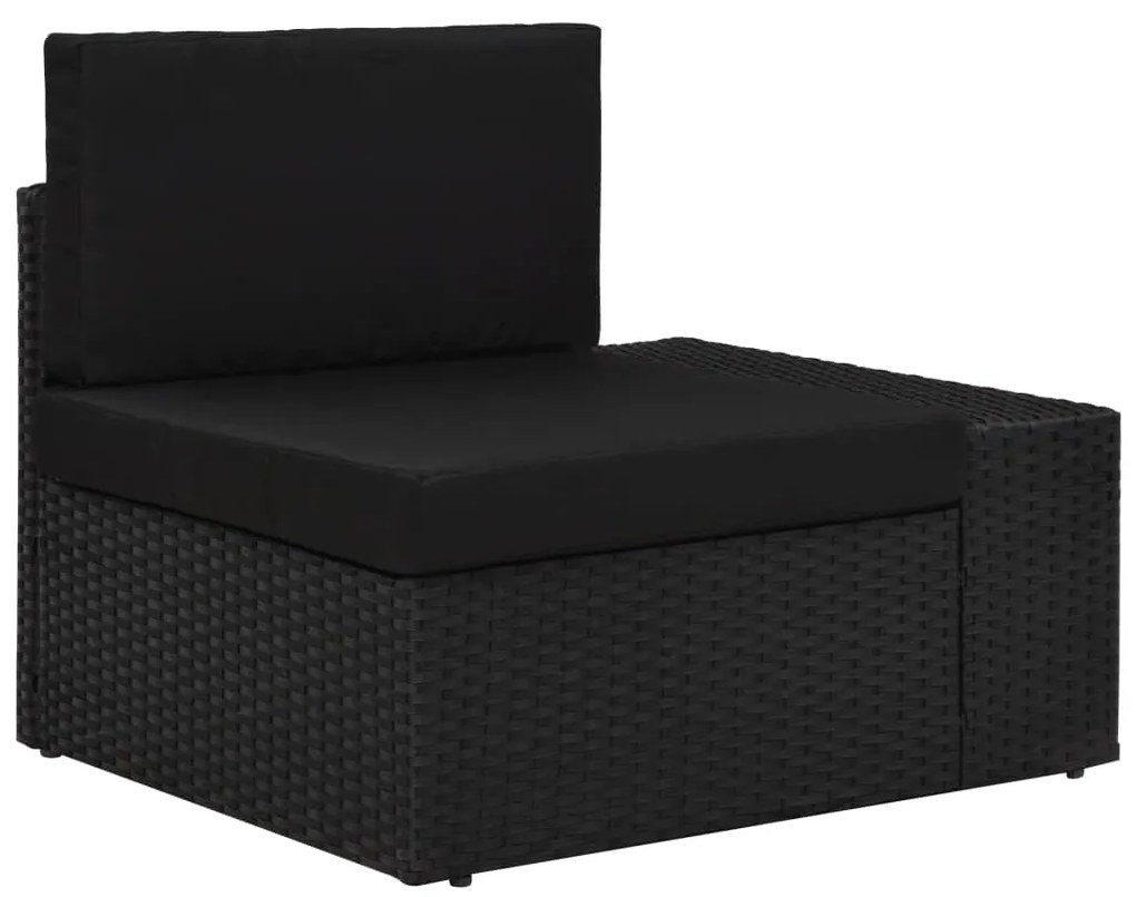 4 pcs conjunto lounge para jardim vime PE preto