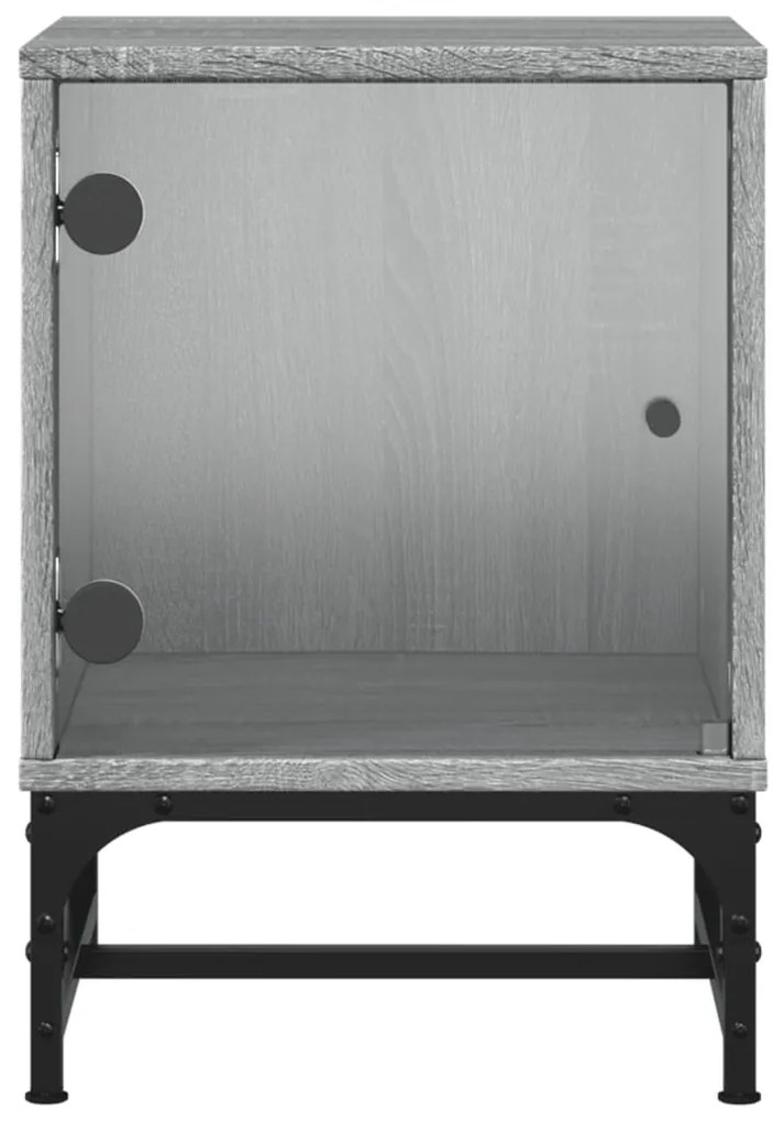 Mesa de cabeceira c/ porta de vidro 35x37x50 cm cinzento sonoma