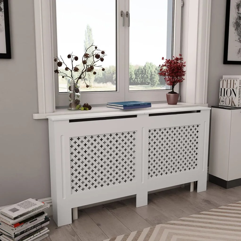 vidaXL Cobertura de radiador 152x19x81,5 cm MDF branco