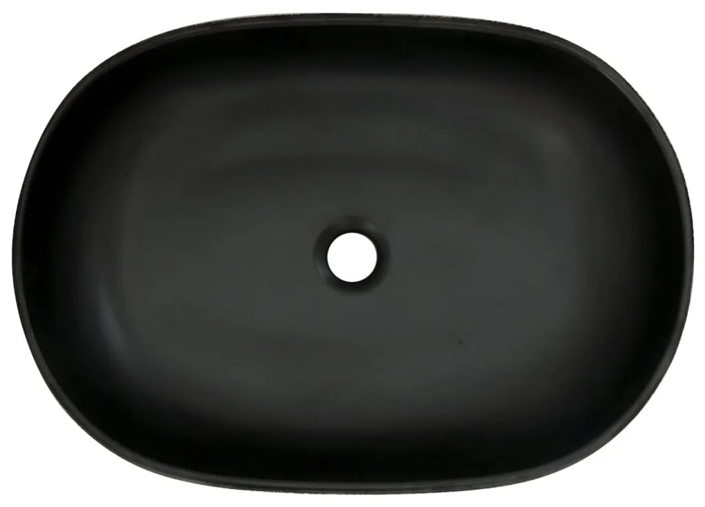 Lavatório de bancada oval 59x40x14 cm cerâmica preto e azul