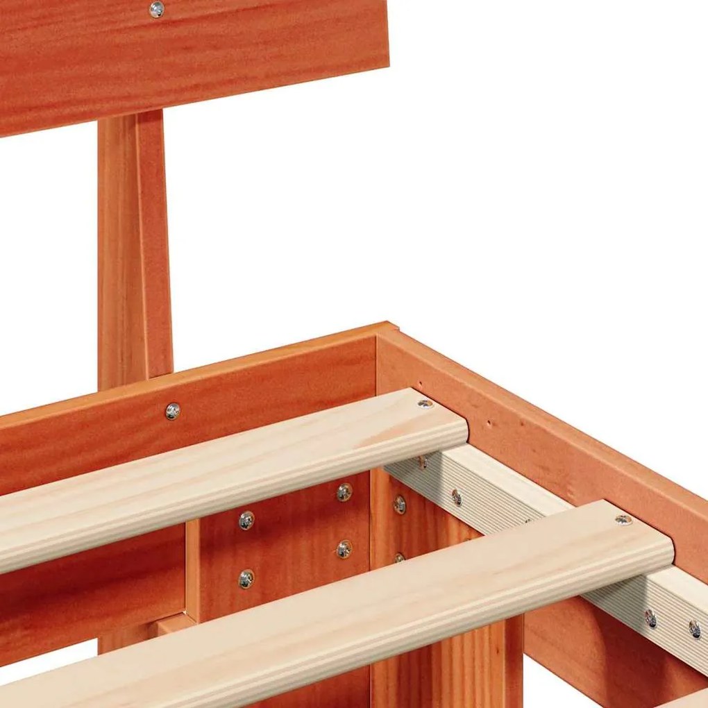 Estrutura da Cama com cabeceira Castanho-mel 120 x 200 cm