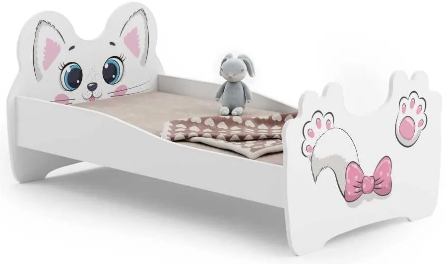 Cama infantil gato 160x80 branca - colchão e estrado incluído