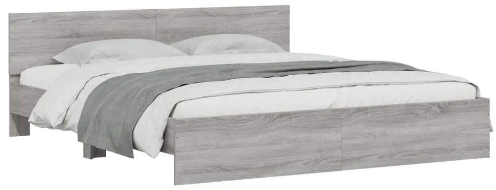 Estrutura de cama com cabeceira 200x200 cm cinzento sonoma