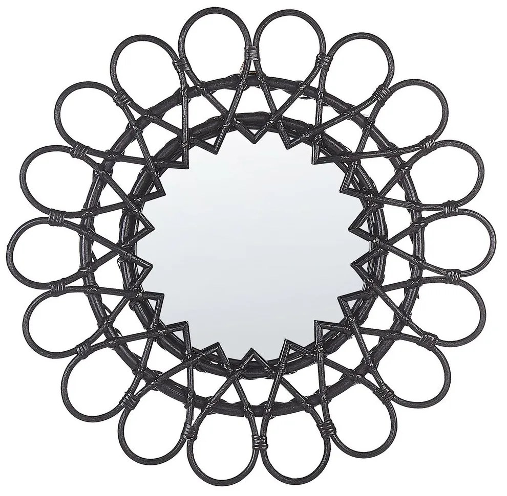 Espelho de parede em rattan preto ⌀ 60 cm BABAI Beliani