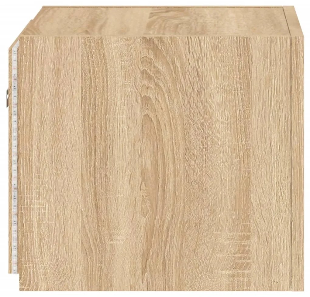 Móvel de parede p/ TV c/ luzes LED 30,5x35x30cm carvalho sonoma