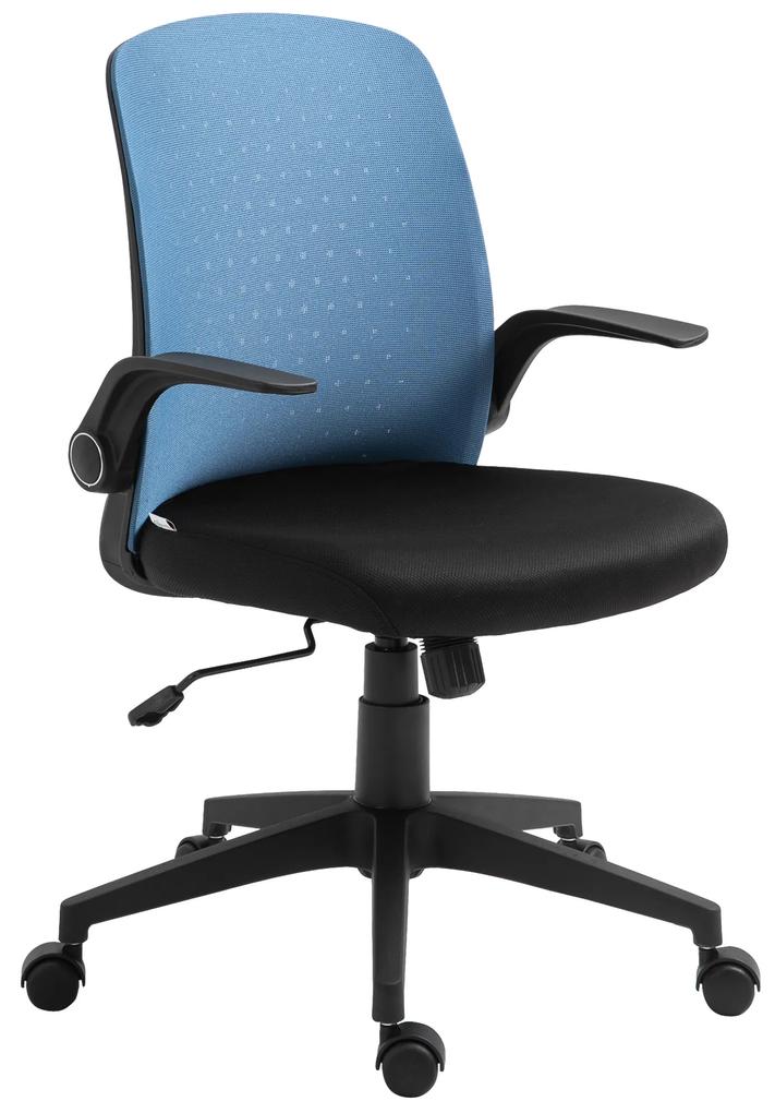 Vinsetto Cadeira de Escritório Ergonômica Cadeira de Escritório Giratória Ajustável com Apoio para os Braços Dobrável Suporte Lombar e Encosto Transpirável 57x61x93-102cm Azul