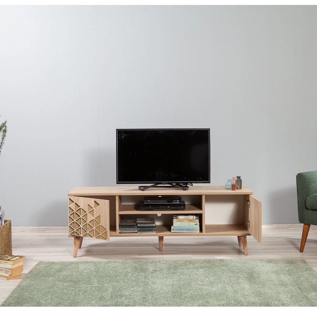 Móvel TV Stand Truva – Carvalho Sonoma – 140 cm x 50 cm x 40 cm