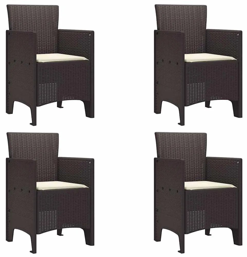 Cadeiras de Jardim 4 pcs Castanho 53 x 49 x 85 cm Plástico