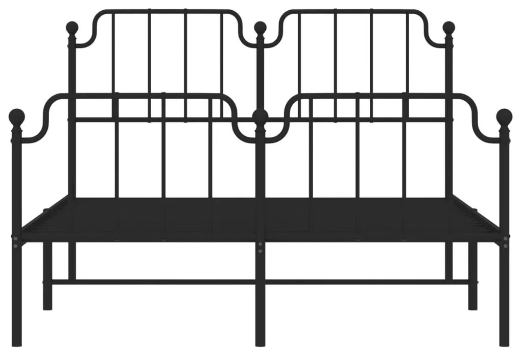 Estrutura de cama com cabeceira e pés 140x190 cm metal preto