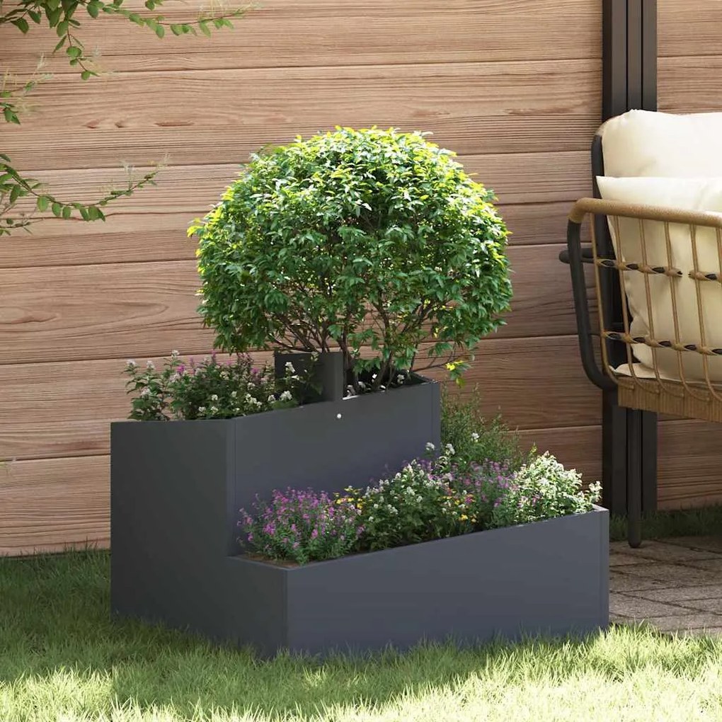 vidaXL Vaso de Jardim Antracite 60 x 60 x 50 cm Aço