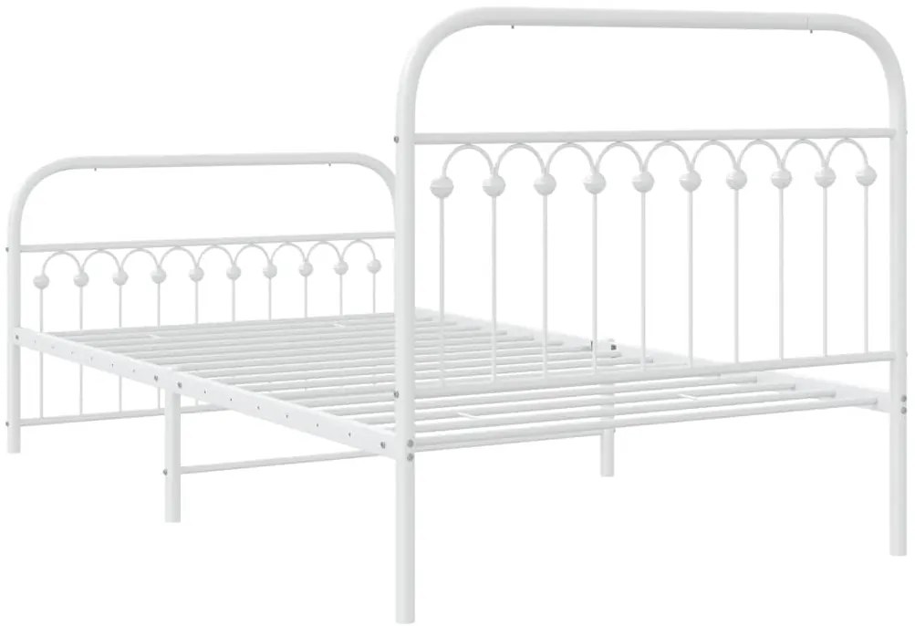 Estrutura de cama com cabeceira e pés 107x203 cm metal branco