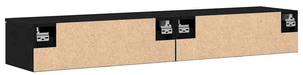 Armários de Parede 2 pcs Carvalho Preto 68x30x20 cm Madeira Engenheira