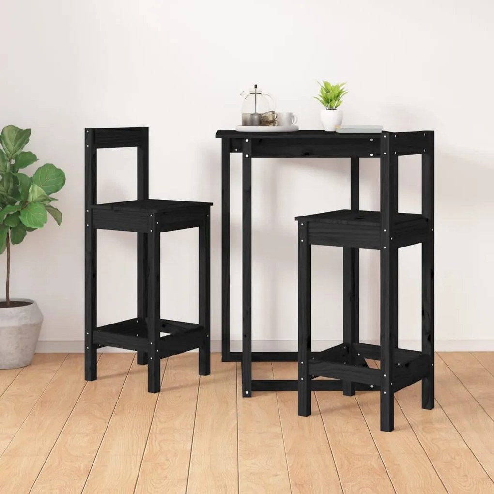 Cadeiras de bar 2 pcs 40x41,5x112 cm pinho maciço preto