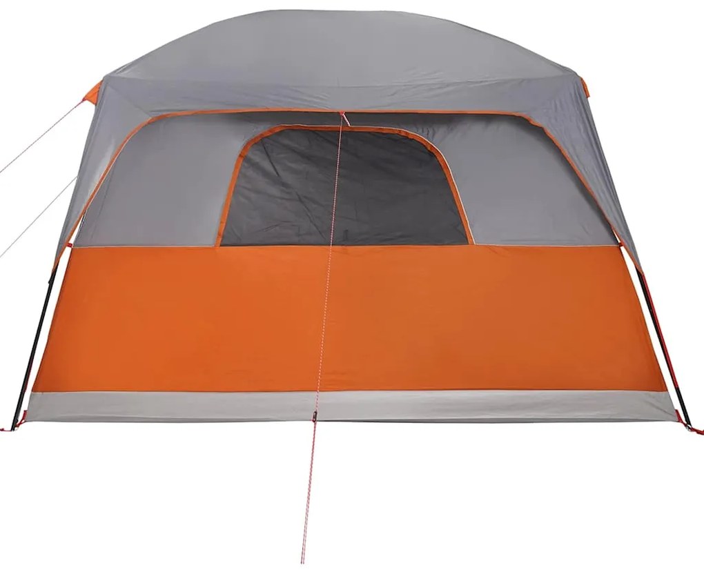 Tenda familiar para 10 pessoas impermeável cinzento e laranja