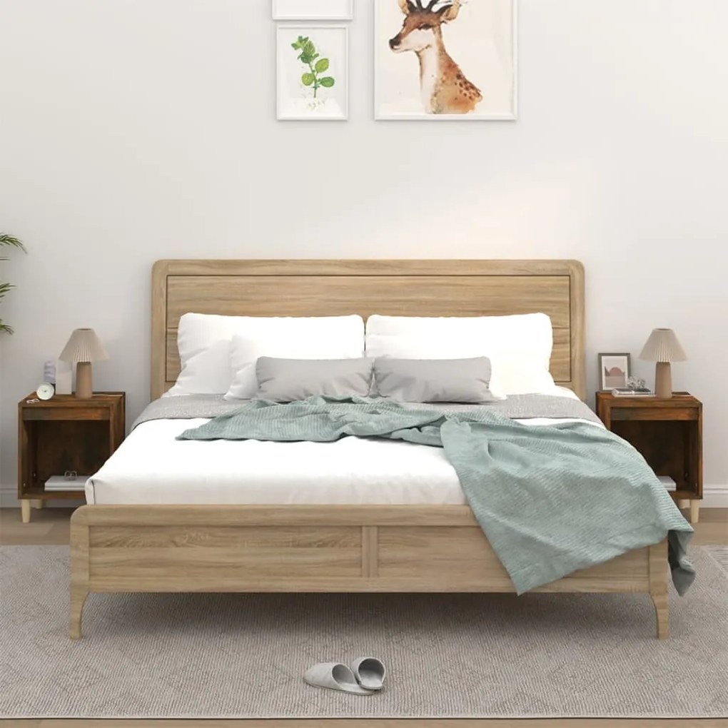 Mesas de cabeceira 2 pcs 40x35x50 cm cor carvalho fumado