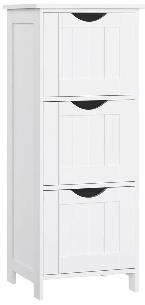 Armário de chão para casa de banho com 3 gavetas. | VASAGLE | 32 x 30 x 81 cm | branco matte | BBC50WT.