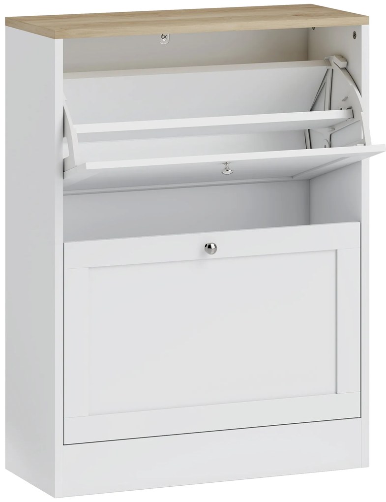 Sapateira Estreita com 2 Portas Sapateira para Entrada com Prateleiras Ajustáveis para 12 Pares de Sapatos 60x24x80 cm Branco