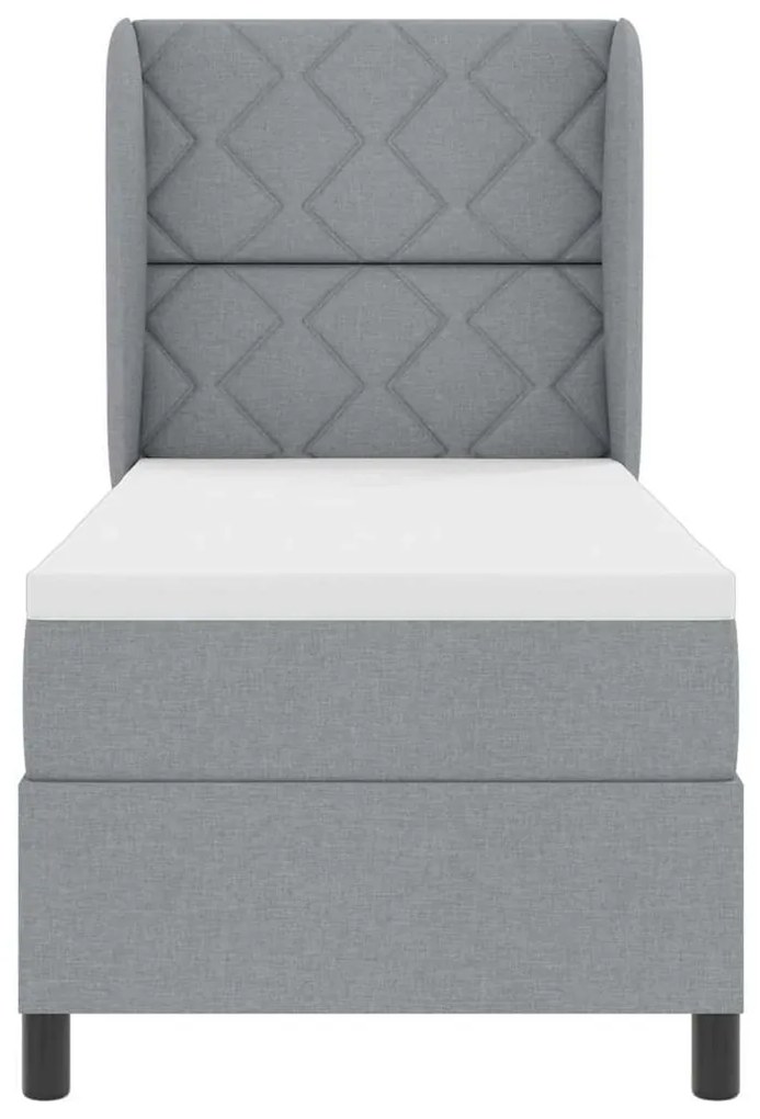 Cama Box com Colchão Cinza Claro, 80x200 cm, Tecido