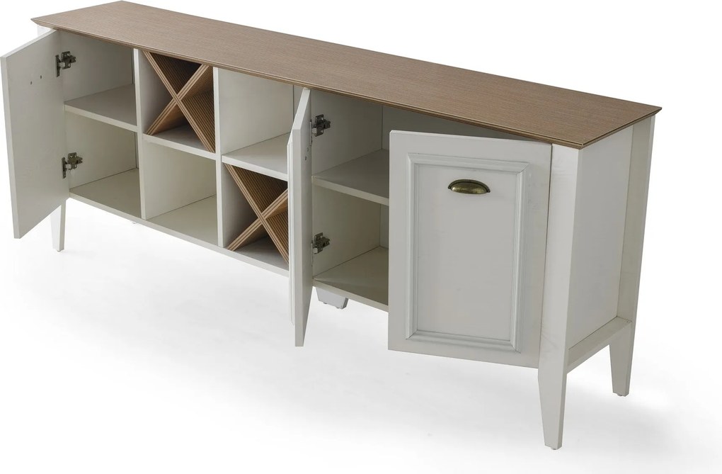 Aparador Rustic – Branco e Nogueira (180 x 72 x 35 cm) | Estilo, Funci