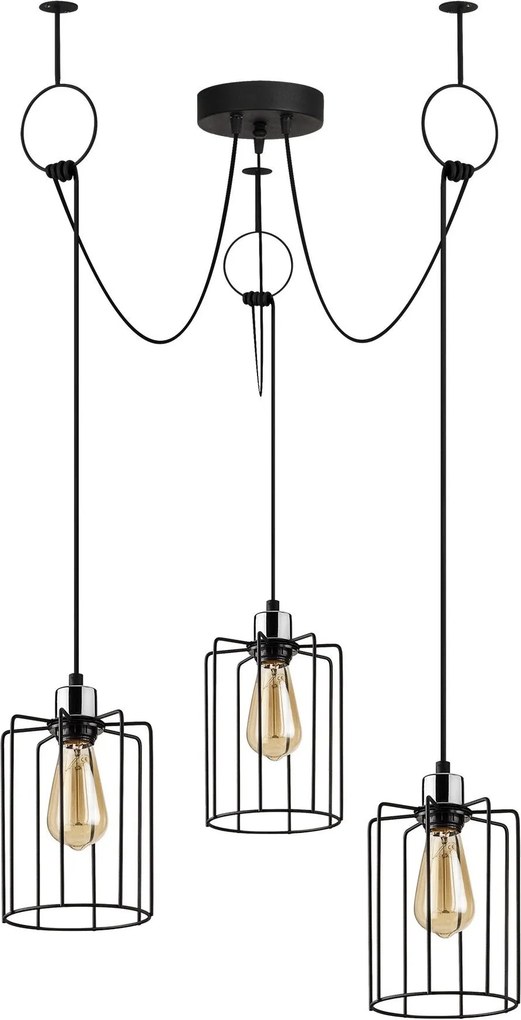 Candeeiro de Teto Tel – Preto – Diâmetro 96 cm, Altura 131 cm