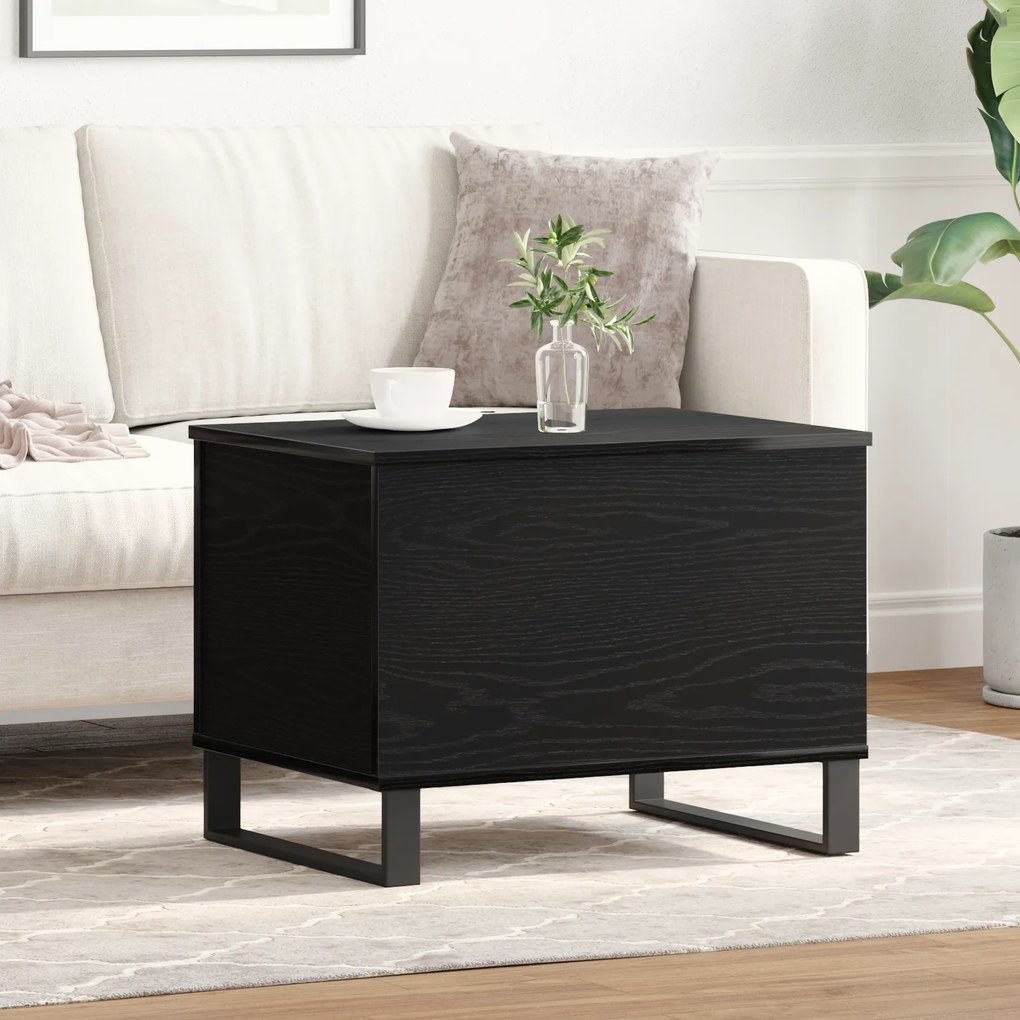 Mesa de Centro Lift Top Preto Carvalho 60x44,5x45 cm Madeira de Engenharia