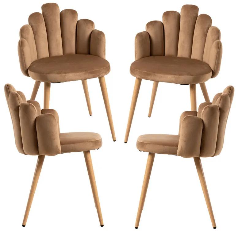 Pack 4 Cadeiras Hand Veludo - Marrom