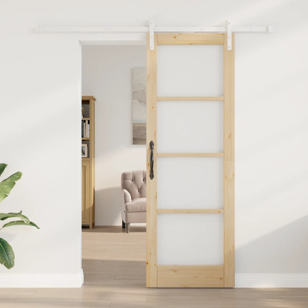 Porta deslizante vidaXL com conjunto de hardware 'ORKDAL'madeira sólid