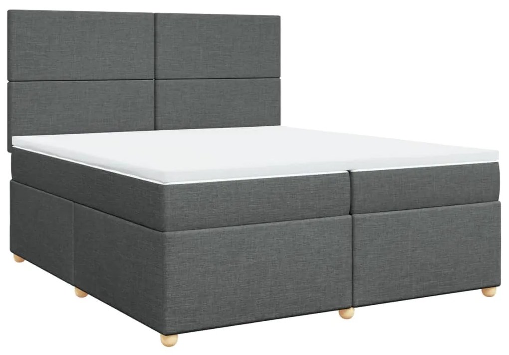 Cama com molas/colchão 200x200 cm tecido cinzento-escuro