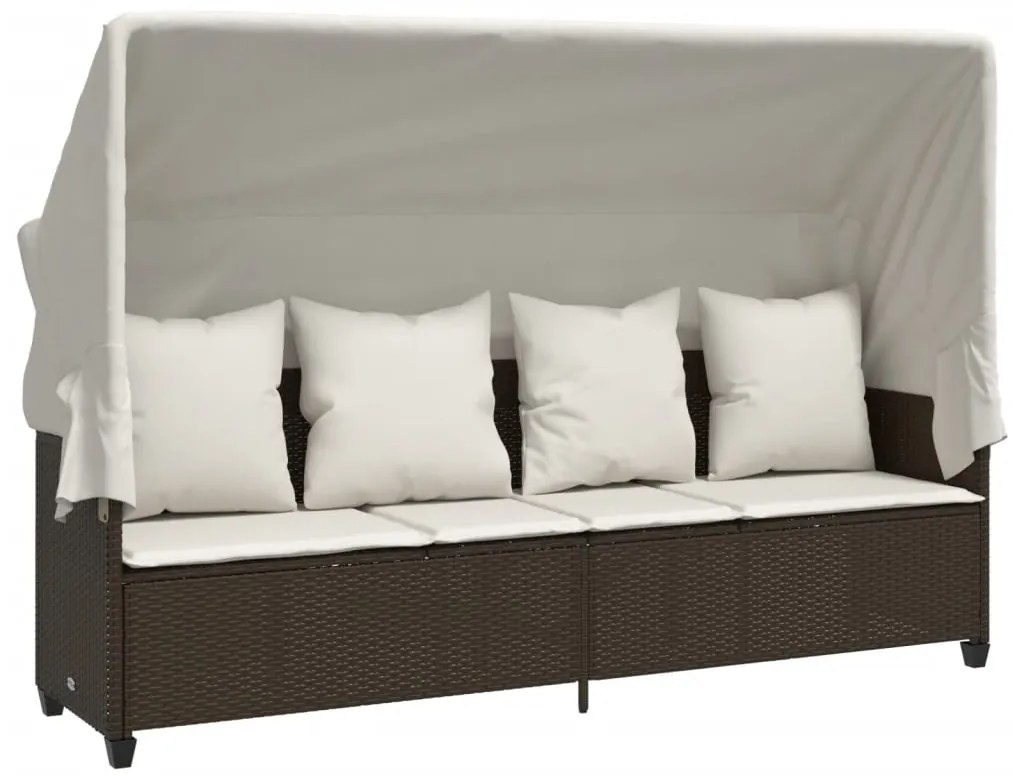 5 pcs conjunto sofás p/ jardim c/ almofadões vime PE castanho