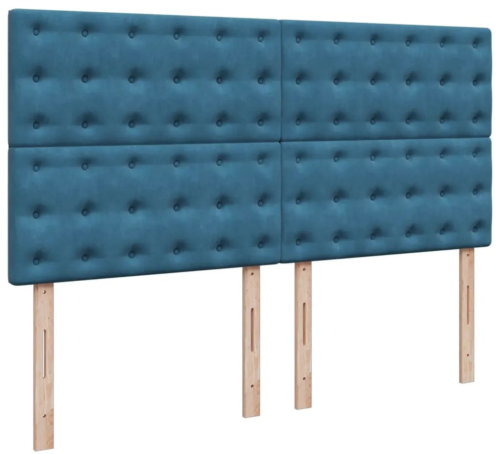 Cama com molas/colchão 200x200 cm veludo azul